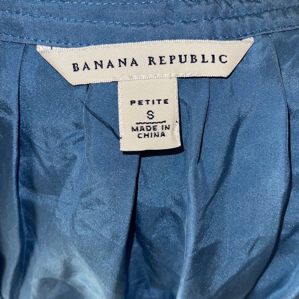 Banana Republic Blue Silk Blouse Small Petite - Picture 6 of 7